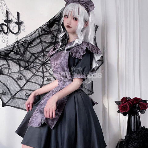 【In Stock】Halloween Cosplay Witch Vampire Pumpkin Maid Costume Black Dress Stage Performance