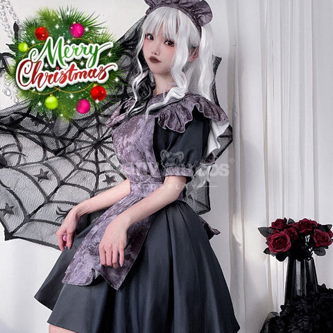 【In Stock】Halloween Cosplay Witch Vampire Pumpkin Maid Costume Black Dress Stage Performance