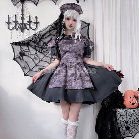 【In Stock】Halloween Cosplay Witch Vampire Pumpkin Maid Costume Black Dress Stage Performance