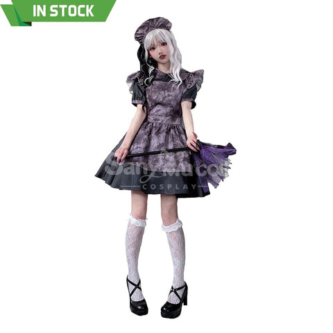 【In Stock】Halloween Cosplay Witch Vampire Pumpkin Maid Costume Black Dress Stage Performance