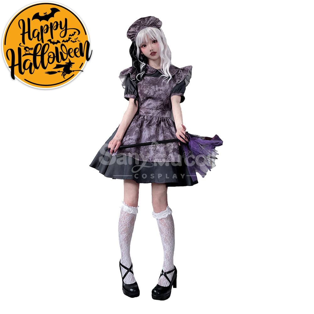 【In Stock】Halloween Cosplay Witch Vampire Pumpkin Maid Costume Black Dress Stage Performance