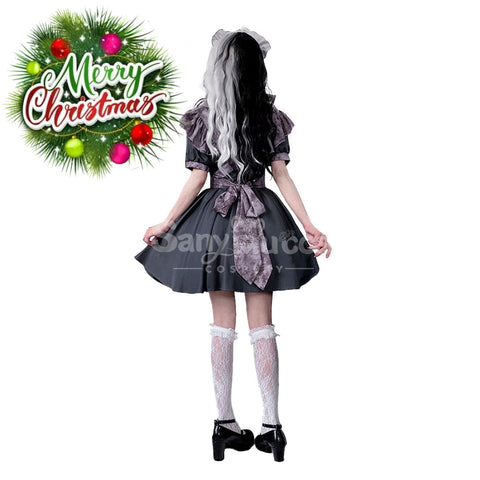 【In Stock】Halloween Cosplay Witch Vampire Pumpkin Maid Costume Black Dress Stage Performance