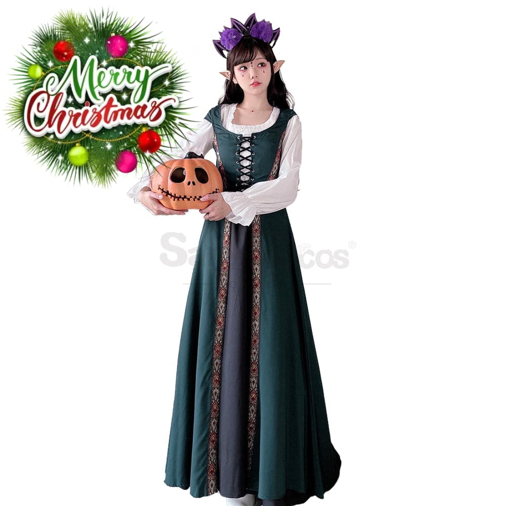 【In Stock】Halloween Cosplay Witch Vintage Palace Dress Stage Performance Costume #2 / M/L Costumes