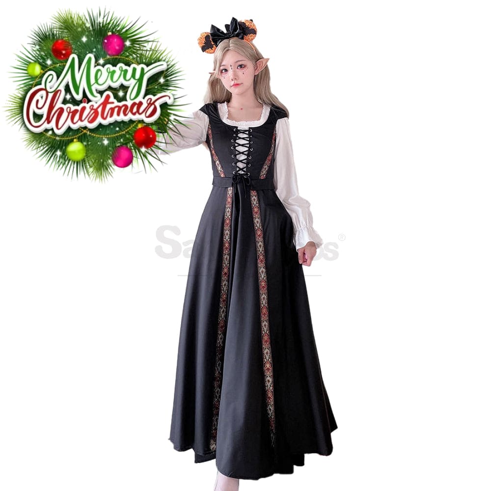 【In Stock】Halloween Cosplay Witch Vintage Palace Dress Stage Performance Costume #3 / M/L Costumes