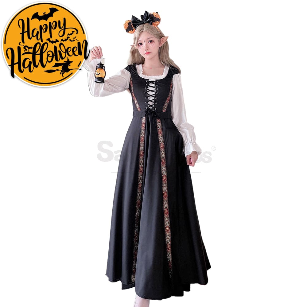 【In Stock】Halloween Cosplay Witch Vintage Palace Dress Stage Performance Costume #3 / M/L Costumes