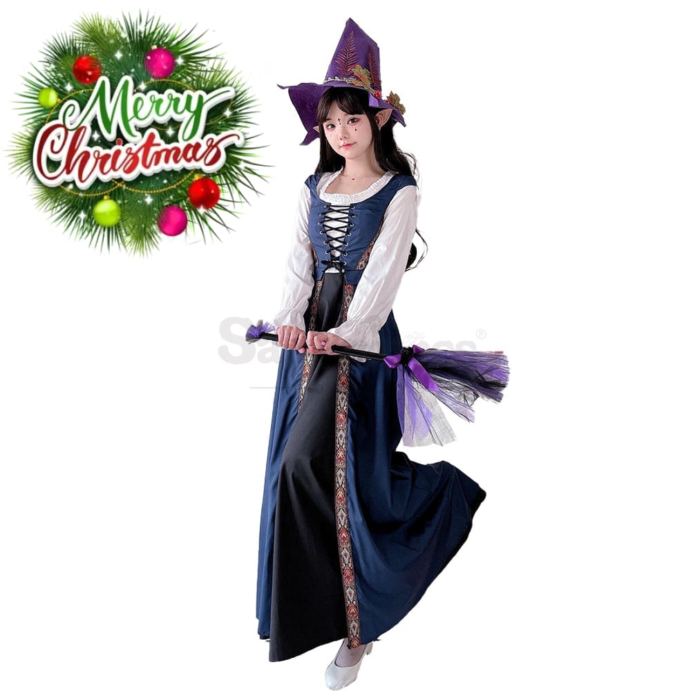 【In Stock】Halloween Cosplay Witch Vintage Palace Dress Stage Performance Costume #4 / M/L Costumes