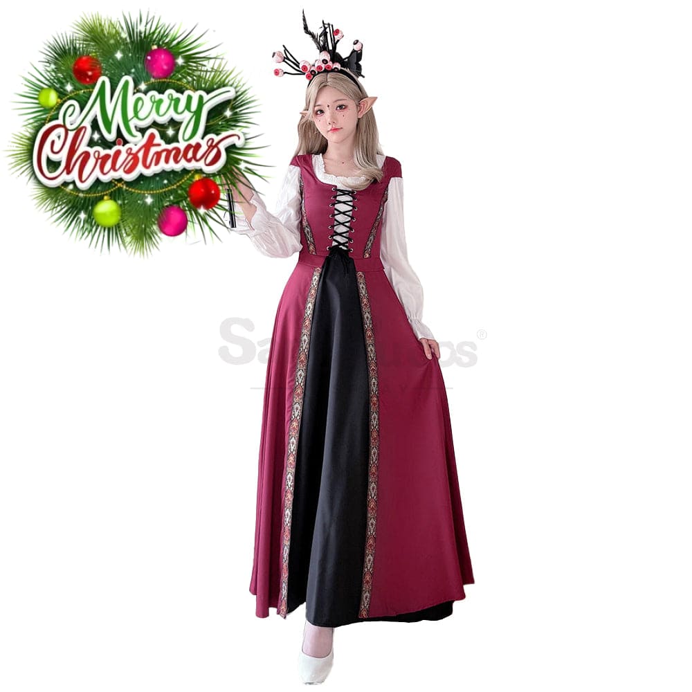 【In Stock】Halloween Cosplay Witch Vintage Palace Dress Stage Performance Costume #5 / M/L Costumes