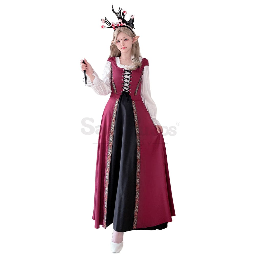 【In Stock】Halloween Cosplay Witch Vintage Palace Dress Stage Performance Costume #5 / M/L Costumes