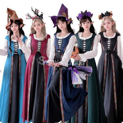 【In Stock】Halloween Cosplay Witch Vintage Palace Dress Stage Performance Costume Costumes