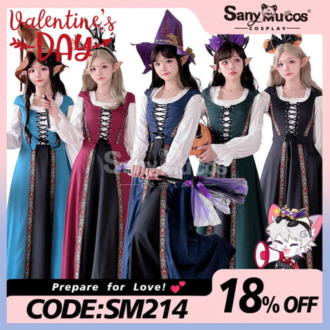 【In Stock】Halloween Cosplay Witch Vintage Palace Dress Stage Performance Costume Costumes