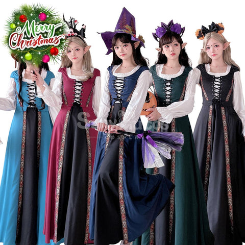 【In Stock】Halloween Cosplay Witch Vintage Palace Dress Stage Performance Costume Costumes