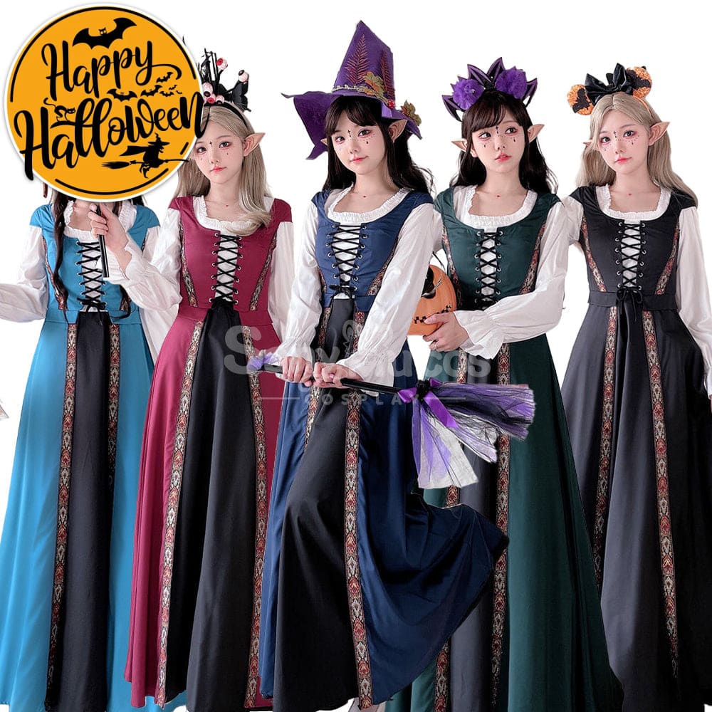 【In Stock】Halloween Cosplay Witch Vintage Palace Dress Stage Performance Costume Costumes