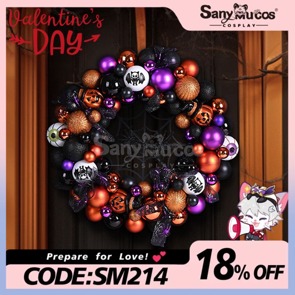 【In Stock】Halloween Decoration Front Door Wreath Cosplay Prop