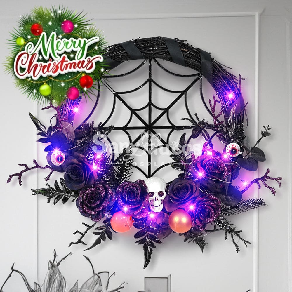 【In Stock】Halloween Decoration Spider Web Wreath Cosplay Prop