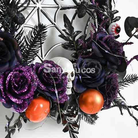 【In Stock】Halloween Decoration Spider Web Wreath Cosplay Prop