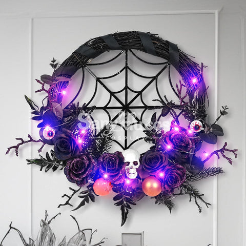 【In Stock】Halloween Decoration Spider Web Wreath Cosplay Prop