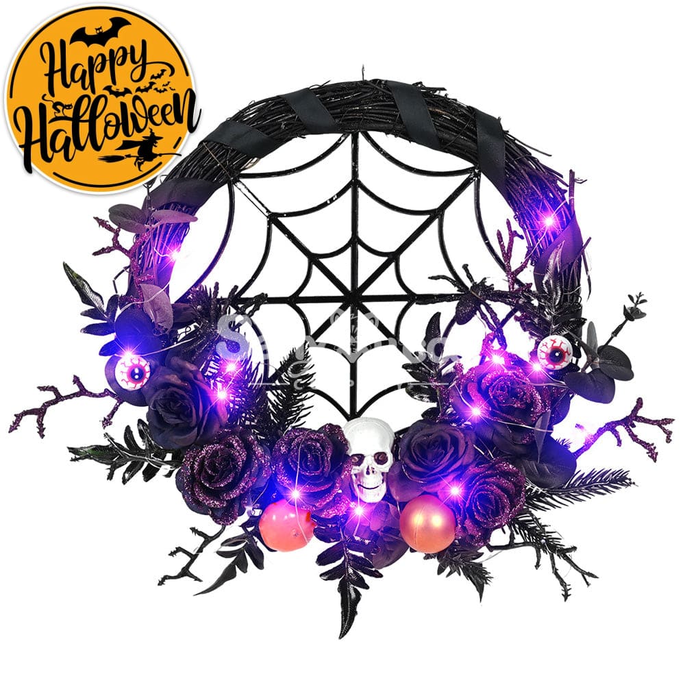 【In Stock】Halloween Decoration Spider Web Wreath Cosplay Prop