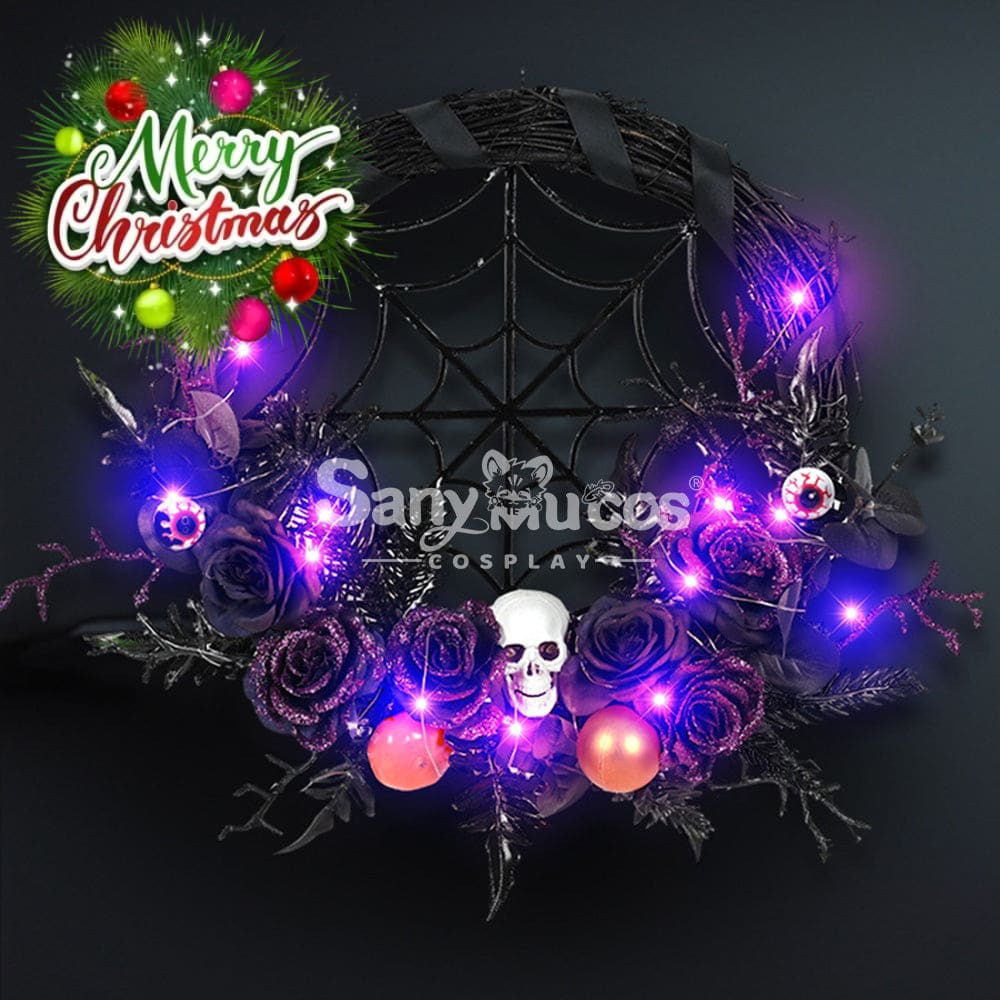 【In Stock】Halloween Decoration Spider Web Wreath Cosplay Prop