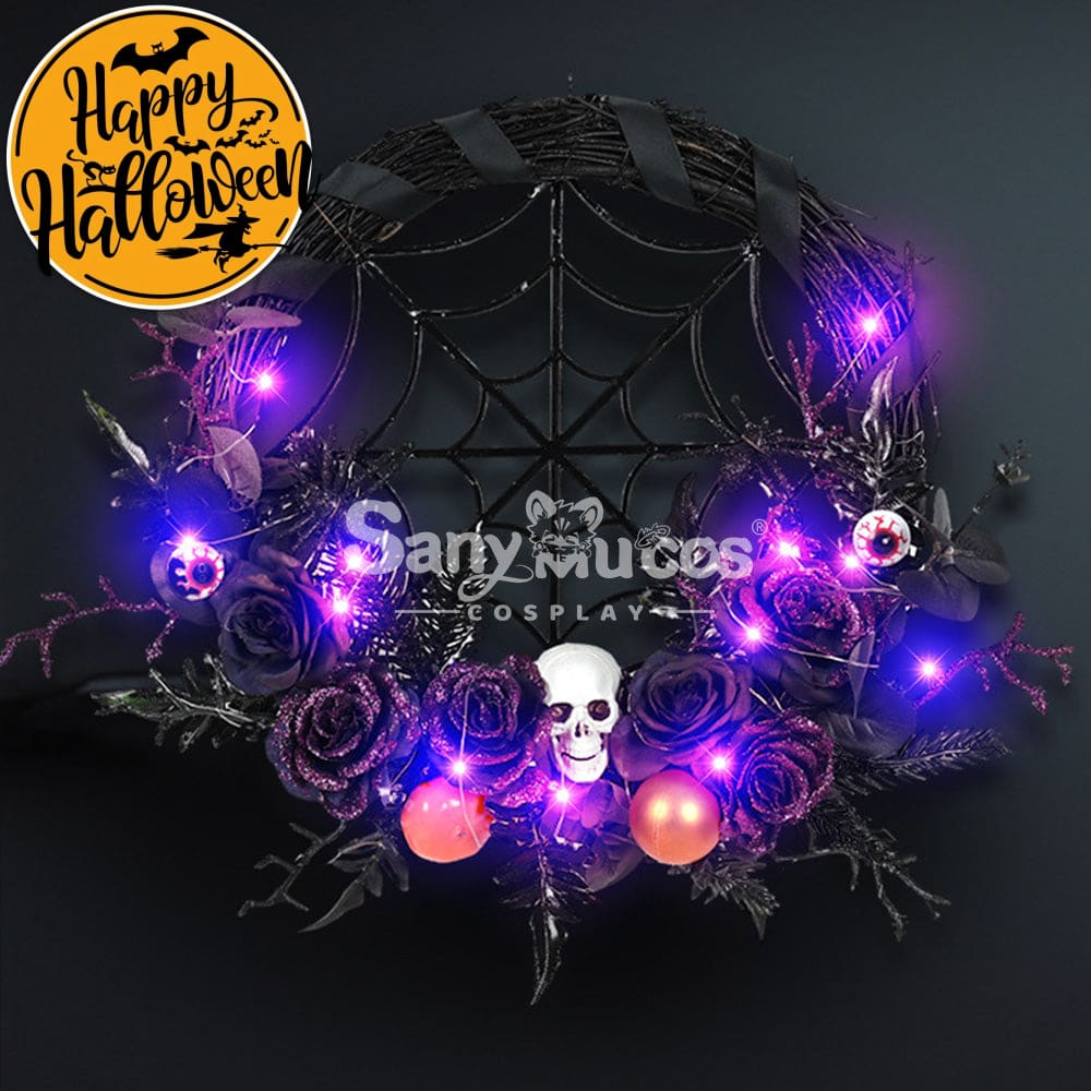 【In Stock】Halloween Decoration Spider Web Wreath Cosplay Prop