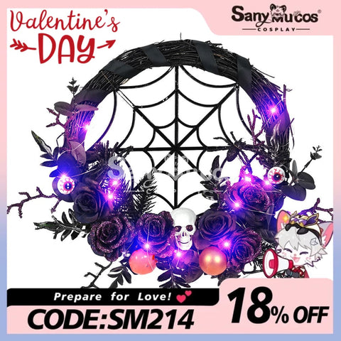 【In Stock】Halloween Decoration Spider Web Wreath Cosplay Prop