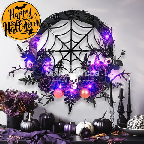 【In Stock】Halloween Decoration Spider Web Wreath Cosplay Prop