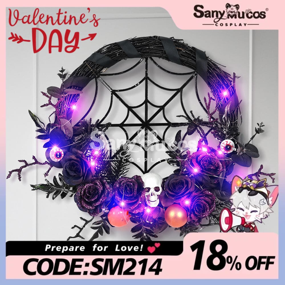 【In Stock】Halloween Decoration Spider Web Wreath Cosplay Prop