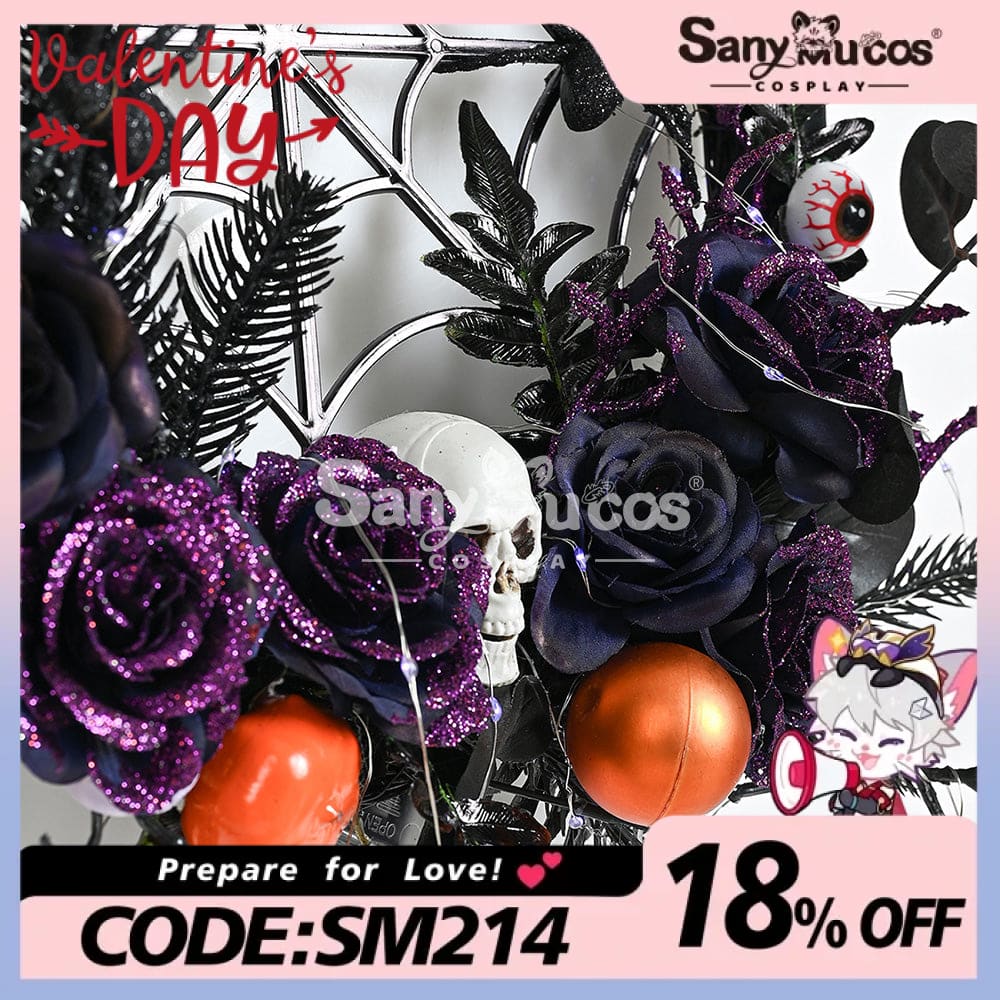 【In Stock】Halloween Decoration Spider Web Wreath Cosplay Prop