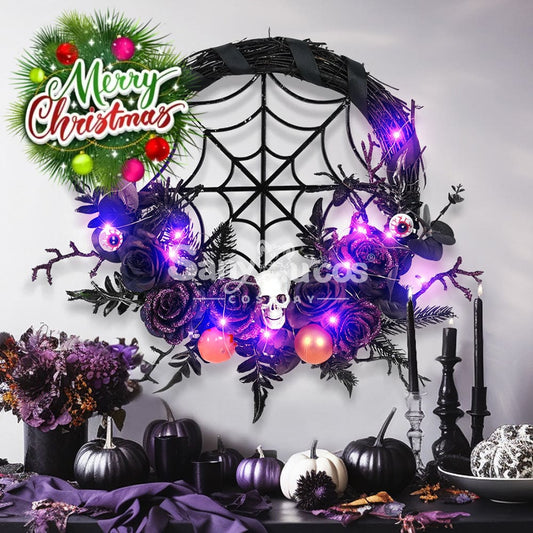 【In Stock】Halloween Decoration Spider Web Wreath Cosplay Prop 1000