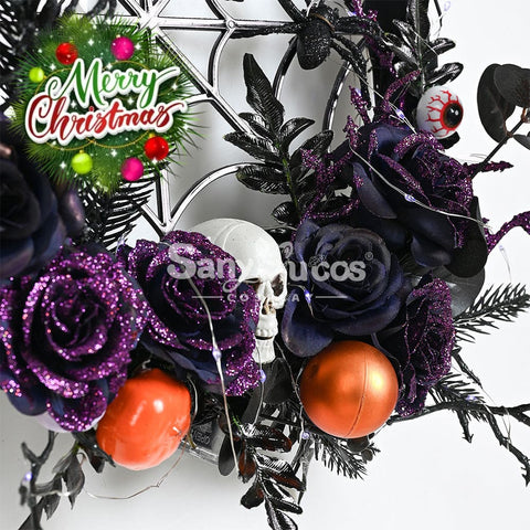 【In Stock】Halloween Decoration Spider Web Wreath Cosplay Prop