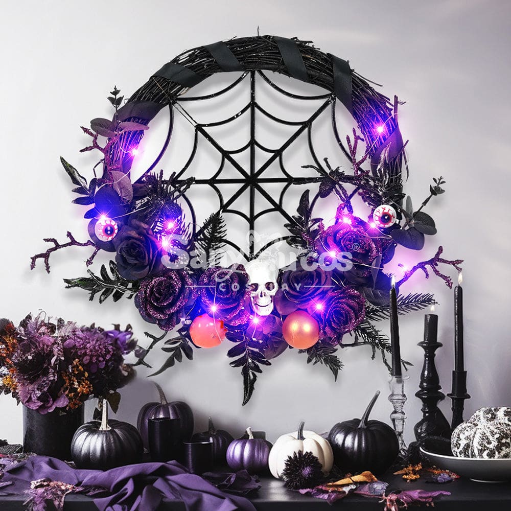 【In Stock】Halloween Decoration Spider Web Wreath Cosplay Prop