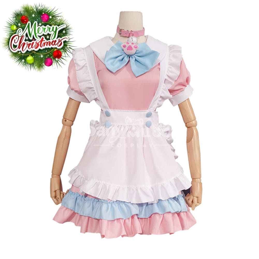 【In Stock】Maid Cosplay Pink Lolita Dress Costume Costumes