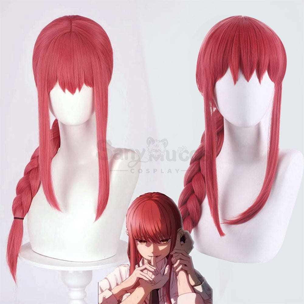 【In Stock】Manga Chainsaw Man Wig Makima Red Ponytail Long Cosplay Wigs