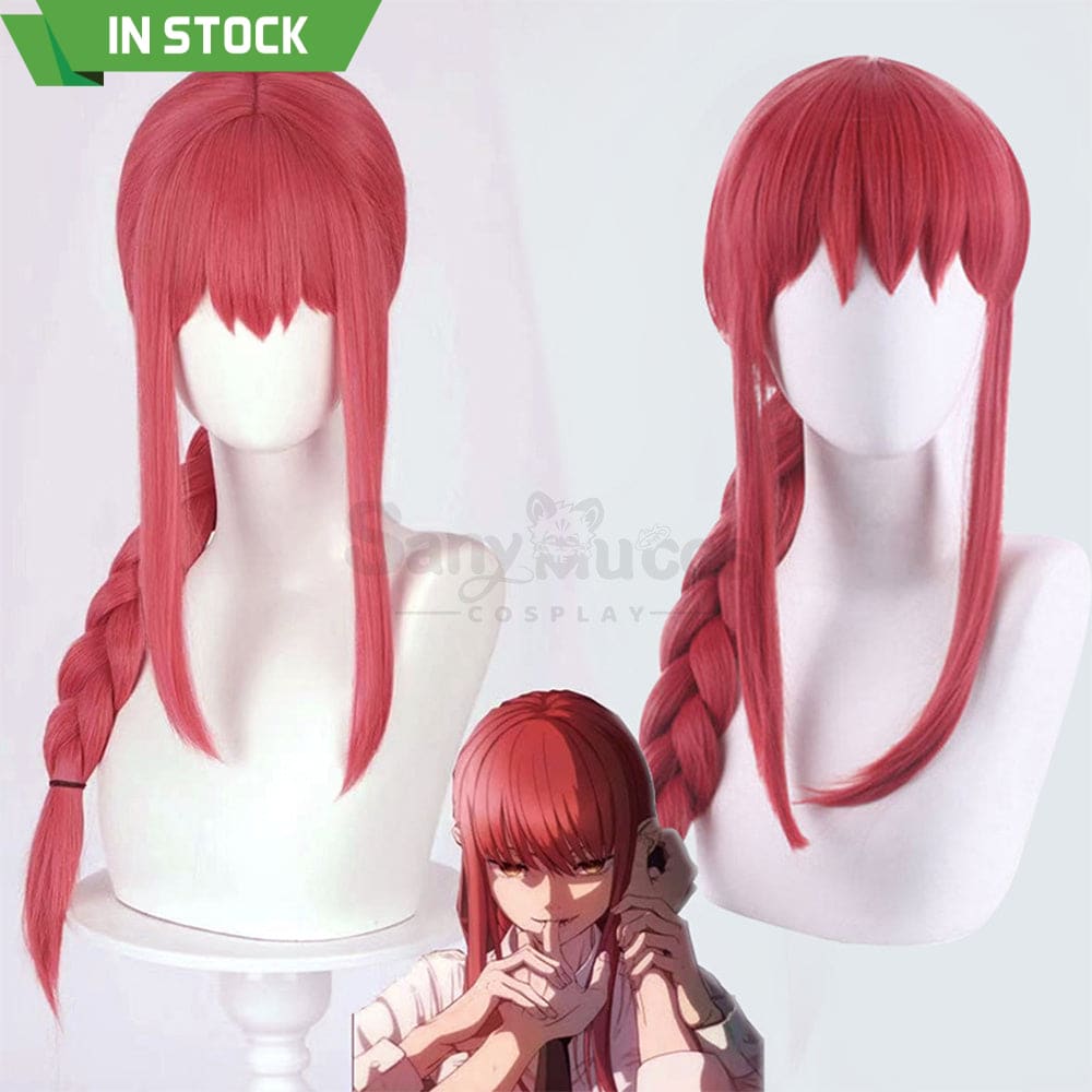 【In Stock】Manga Chainsaw Man Wig Makima Red Ponytail Long Cosplay Wigs