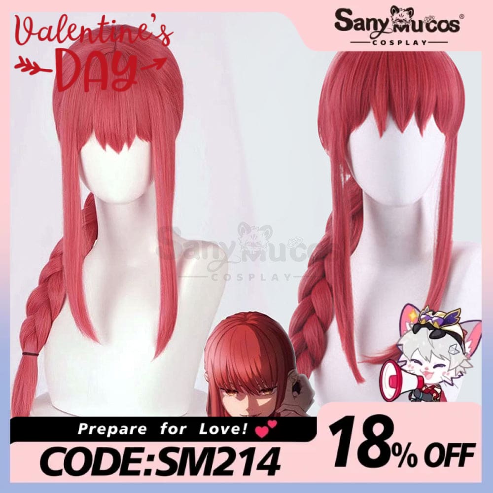 【In Stock】Manga Chainsaw Man Wig Makima Red Ponytail Long Cosplay Wigs