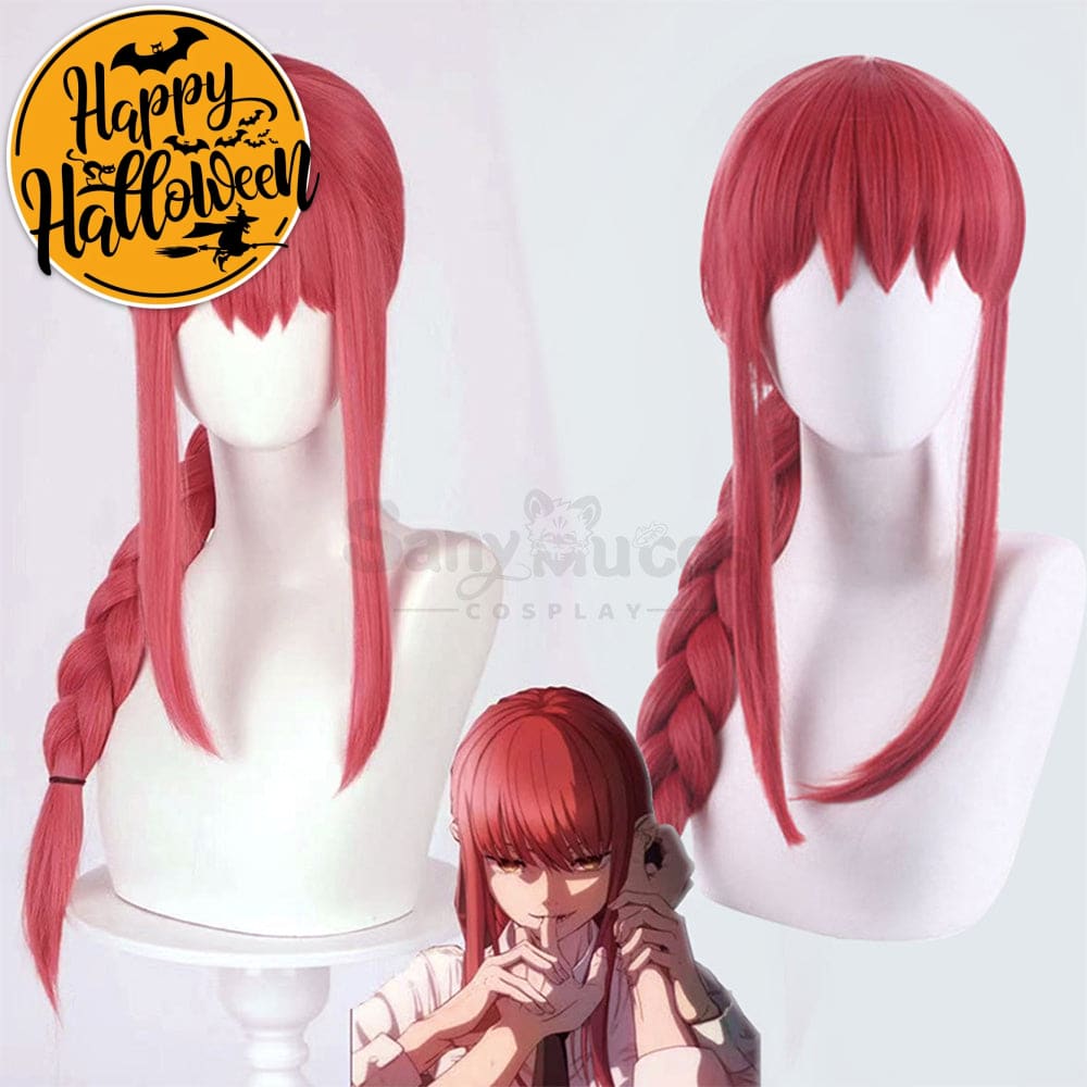 【In Stock】Manga Chainsaw Man Wig Makima Red Ponytail Long Cosplay Wigs