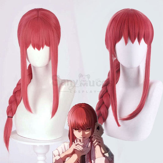 【In Stock】Manga Chainsaw Man Wig Makima Red Ponytail Long Cosplay Wigs 1000