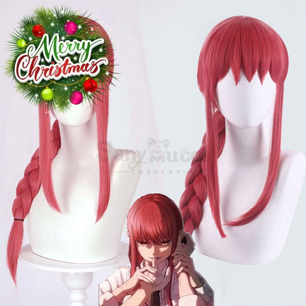 【In Stock】Manga Chainsaw Man Wig Makima Red Ponytail Long Cosplay Wigs