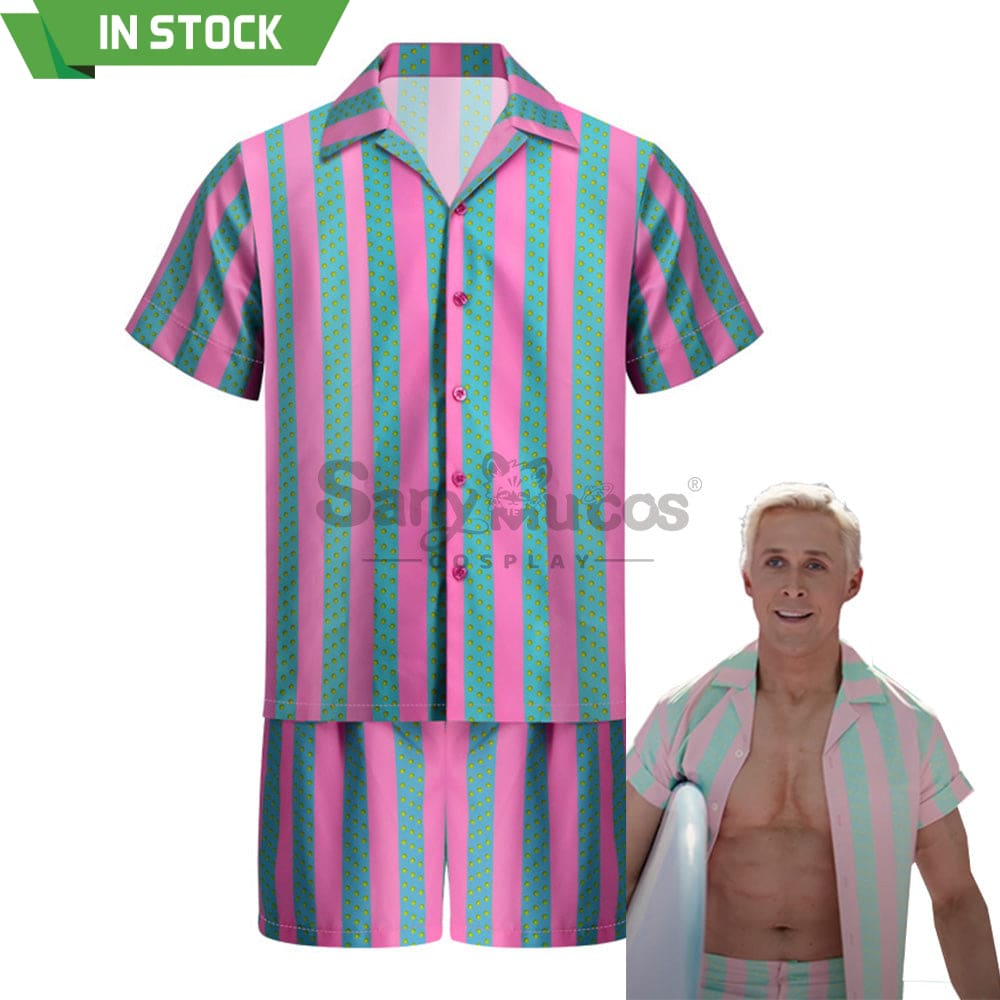 【In Stock】Movie Barbie Cosplay Ken Striped Shirt Costume Costumes