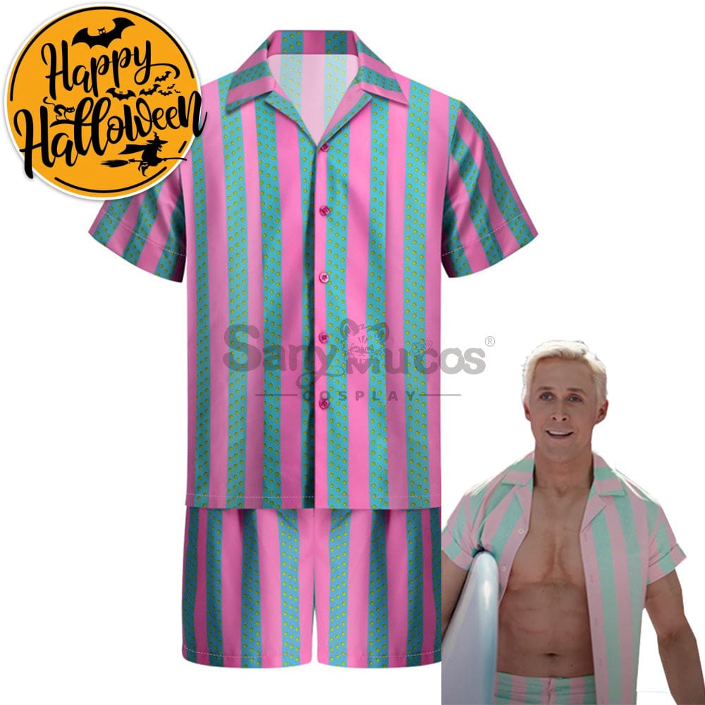 【In Stock】Movie Barbie Cosplay Ken Striped Shirt Costume Costumes