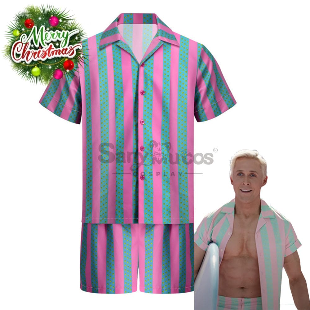 【In Stock】Movie Barbie Cosplay Ken Striped Shirt Costume Costumes