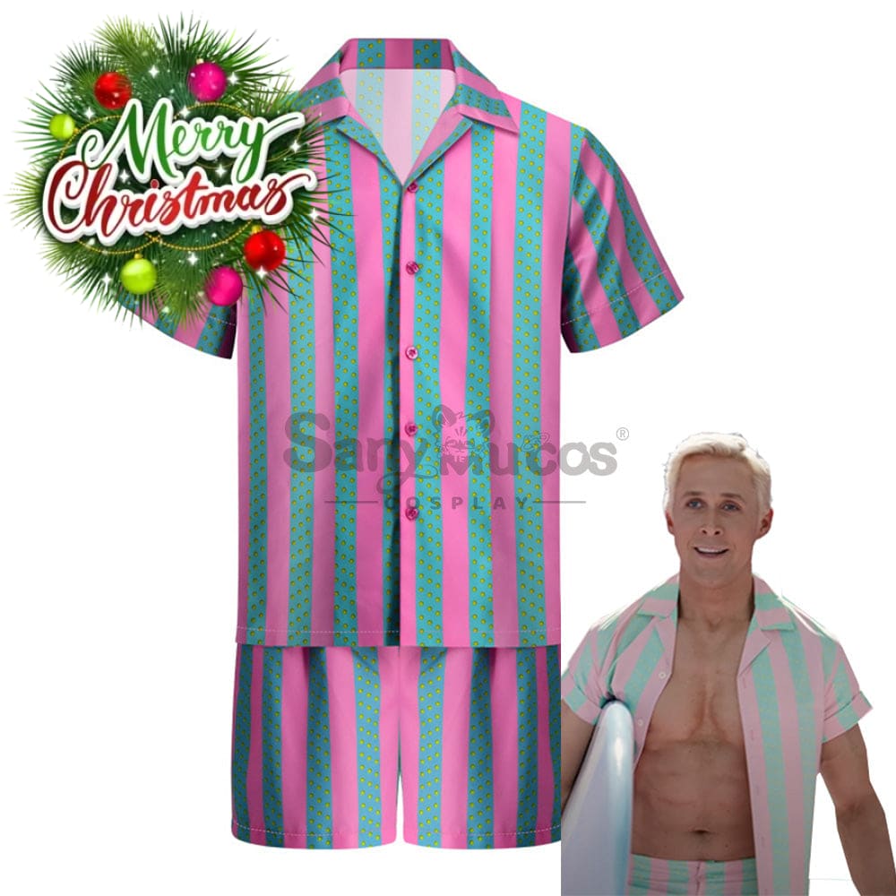 【In Stock】Movie Barbie Cosplay Ken Striped Shirt Costume Costumes