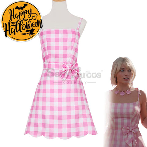 【In Stock】Movie Barbie Cosplay Light Pink Plaid Dress Costume Costumes