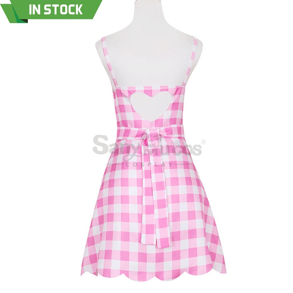 【In Stock】Movie Barbie Cosplay Light Pink Plaid Dress Costume Costumes