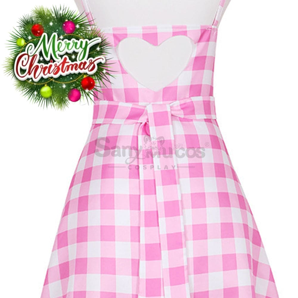 【In Stock】Movie Barbie Cosplay Light Pink Plaid Dress Costume Costumes