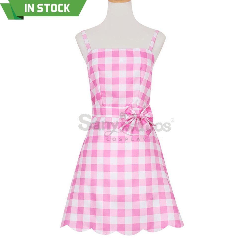 【In Stock】Movie Barbie Cosplay Light Pink Plaid Dress Costume Costumes