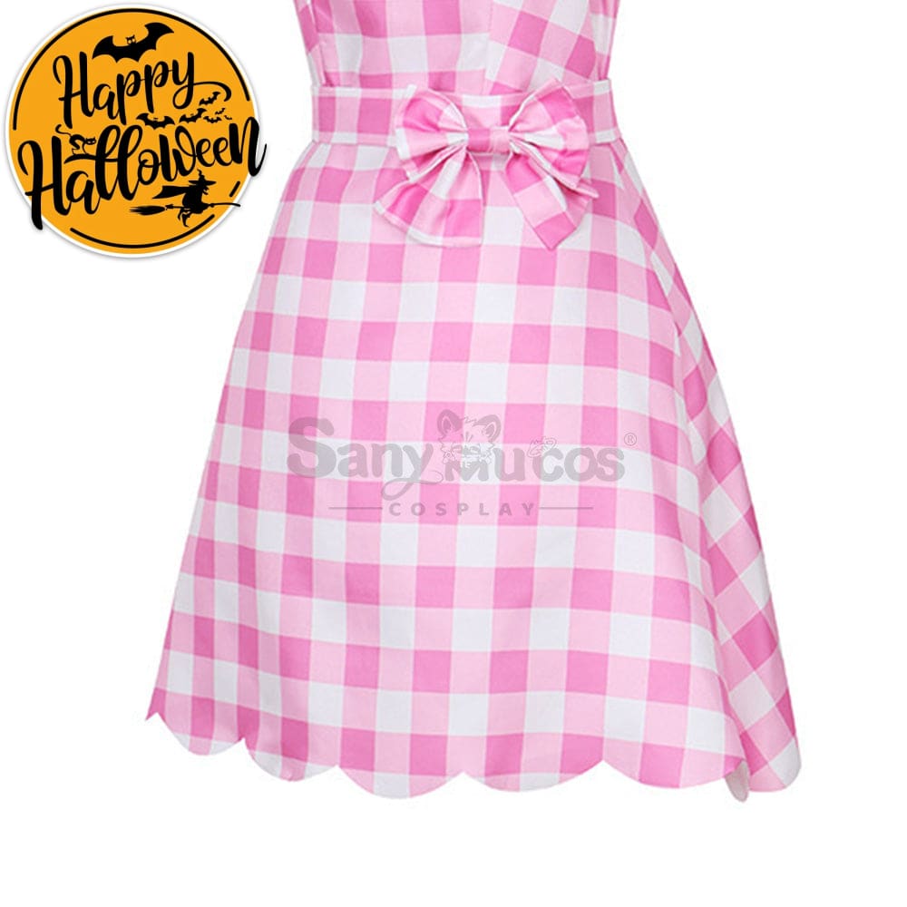 【In Stock】Movie Barbie Cosplay Light Pink Plaid Dress Costume Costumes