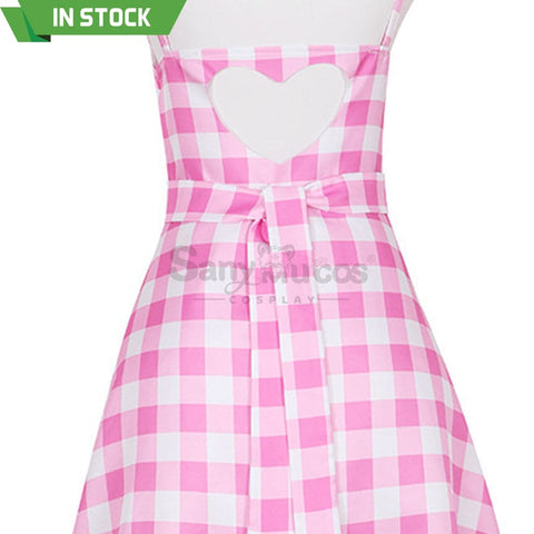 【In Stock】Movie Barbie Cosplay Light Pink Plaid Dress Costume Costumes