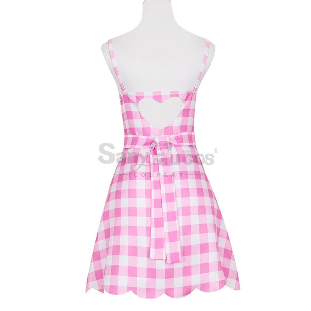 【In Stock】Movie Barbie Cosplay Light Pink Plaid Dress Costume Costumes