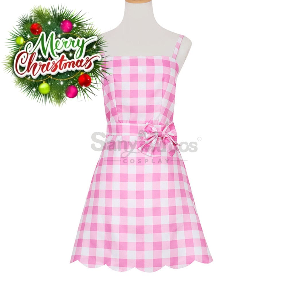 【In Stock】Movie Barbie Cosplay Light Pink Plaid Dress Costume Costumes