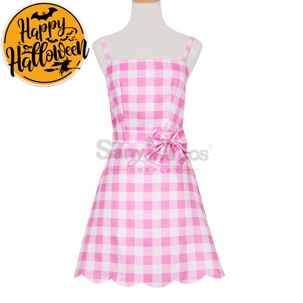 【In Stock】Movie Barbie Cosplay Light Pink Plaid Dress Costume Costumes